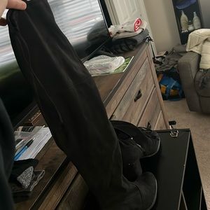 Thigh high women’s velvet heeled boots